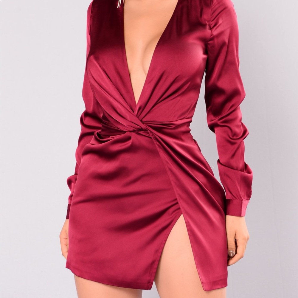 Fashion Nova Sugar Free Dress - Burgundy